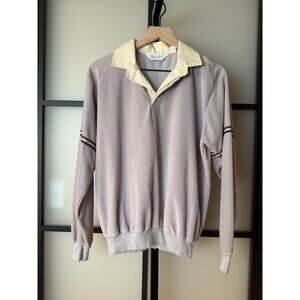 Vintage 70s Mister Man Velour Long Sleeve Polo Size Large